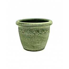 Small Single Pot Plant Pottery Green made in Thailand Home Decor
